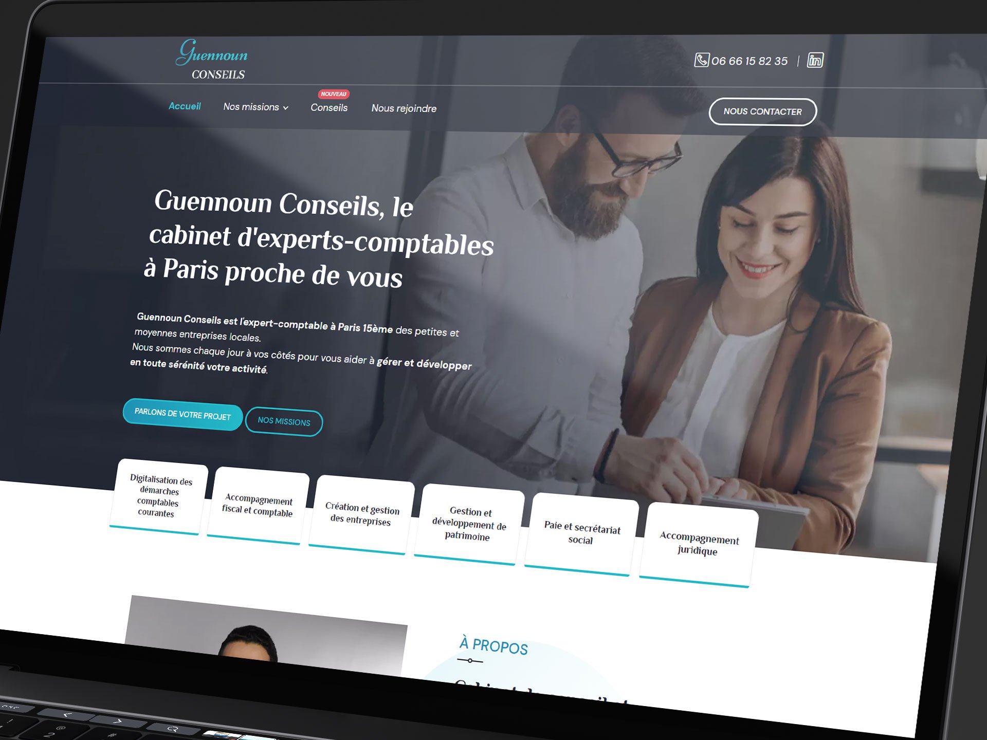 Mockup du site internet de Guennoun Conseils après refonte