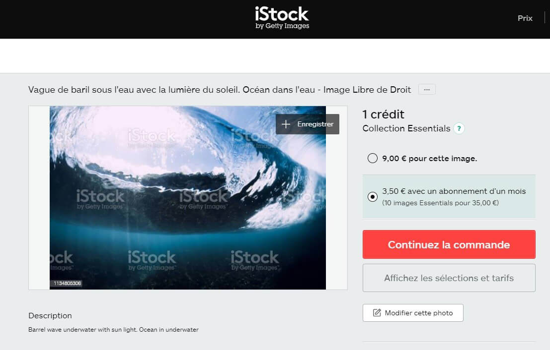 Achat photo istock et verification licence