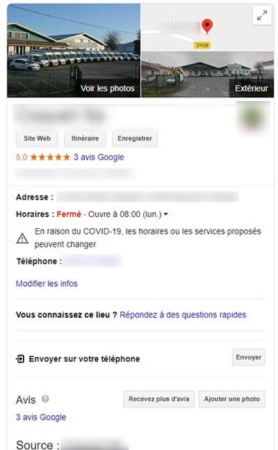 Fiche établissement Google (pack local)