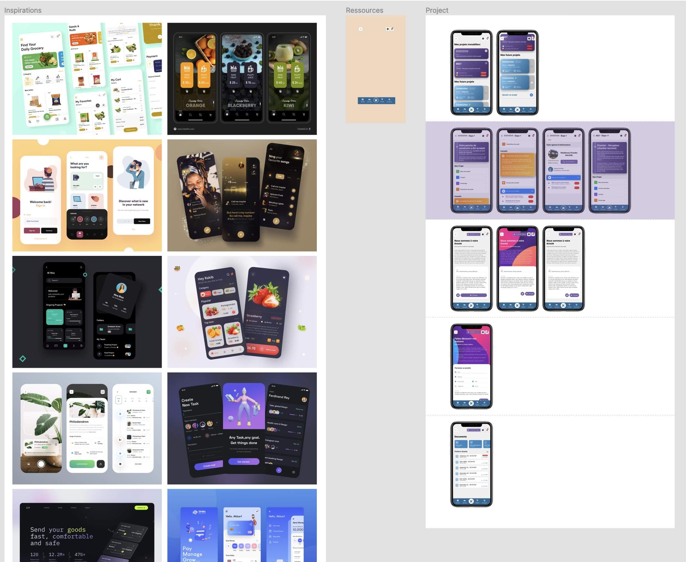 Exemple d'interfaces et inspiration pour la création du projet dans l'appli mobile BDL