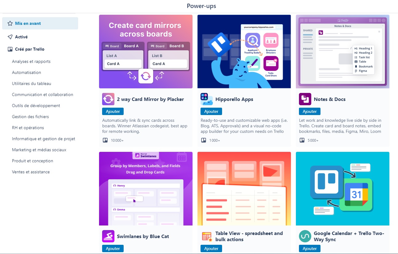 Les Power-Ups dans Trello