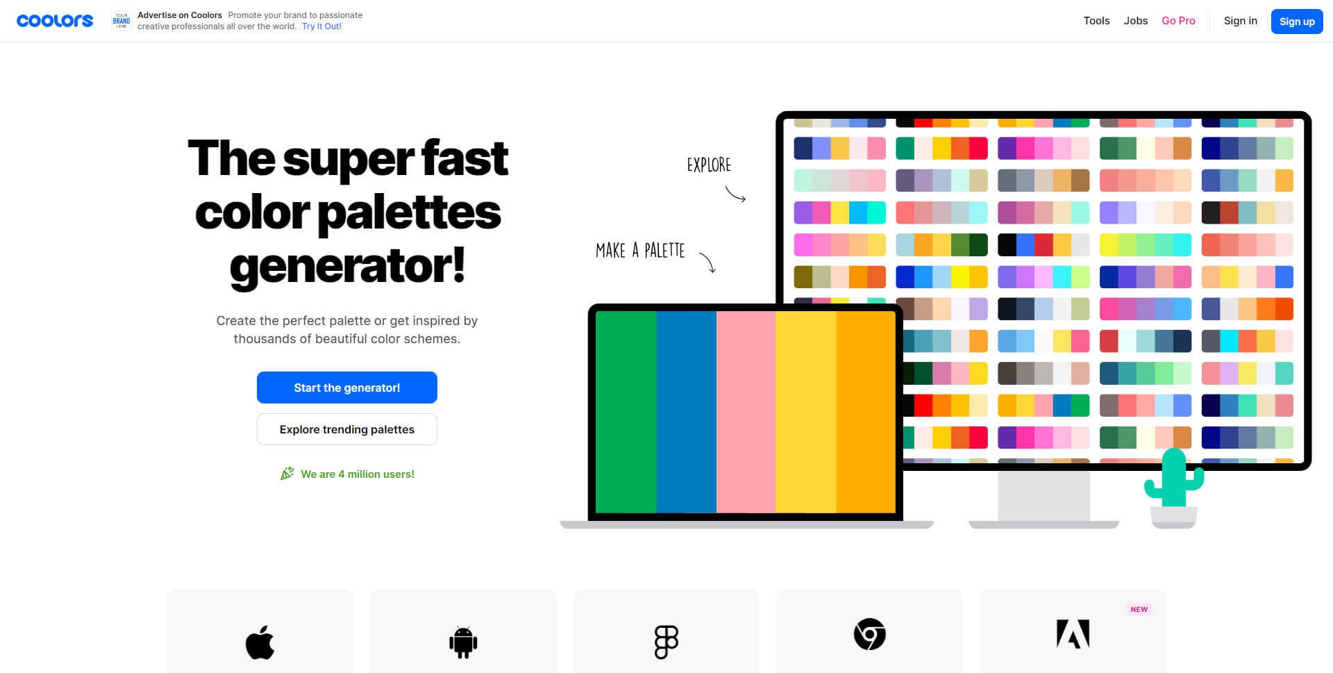 Site web Coolors pour générer une palette de couleurs
