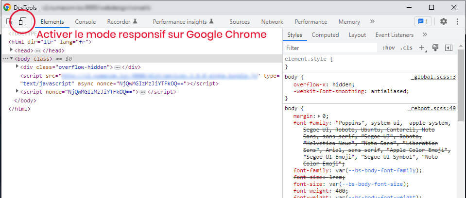 Tester le mode responsif sur Google Chrome