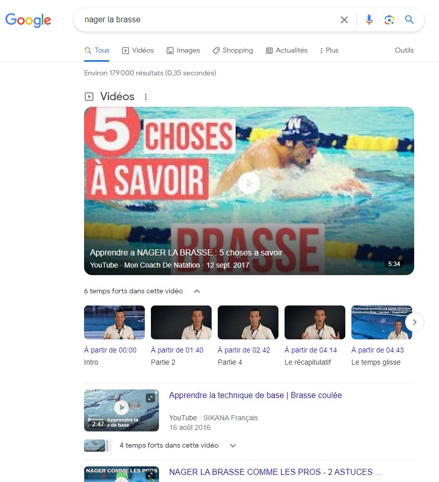 Les vidéos dans la SERP Google