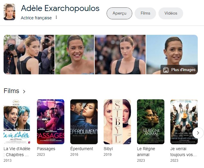 Exemple résultats enrichis personnalité sur Google