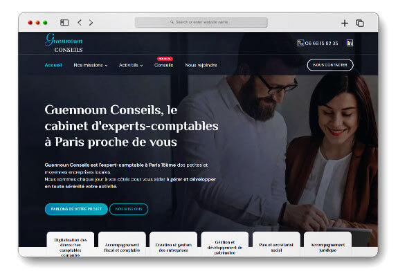 Réalisation site internet Guennoun Conseils - Cabinet expert-comptable