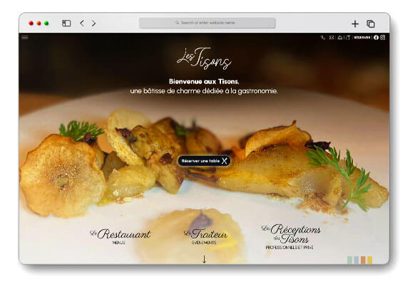 Réalisation site internet Les Tisons - Restaurant gastronomique