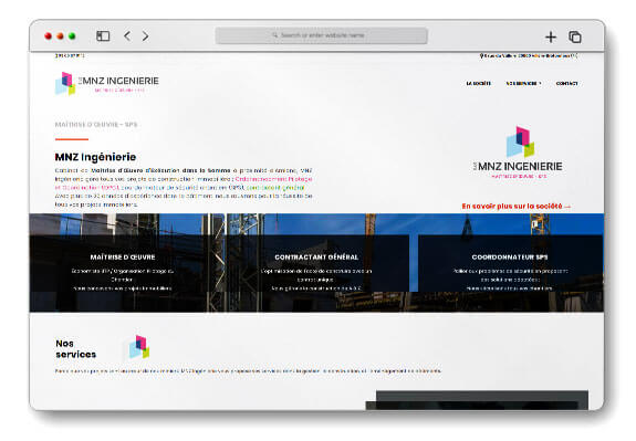 Réalisation site web MNZ Ingénierie - Cabinet de Maîtrise d'Œuvre d'Exécution