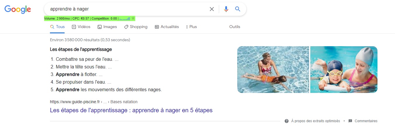 Featured Snippet de type Liste