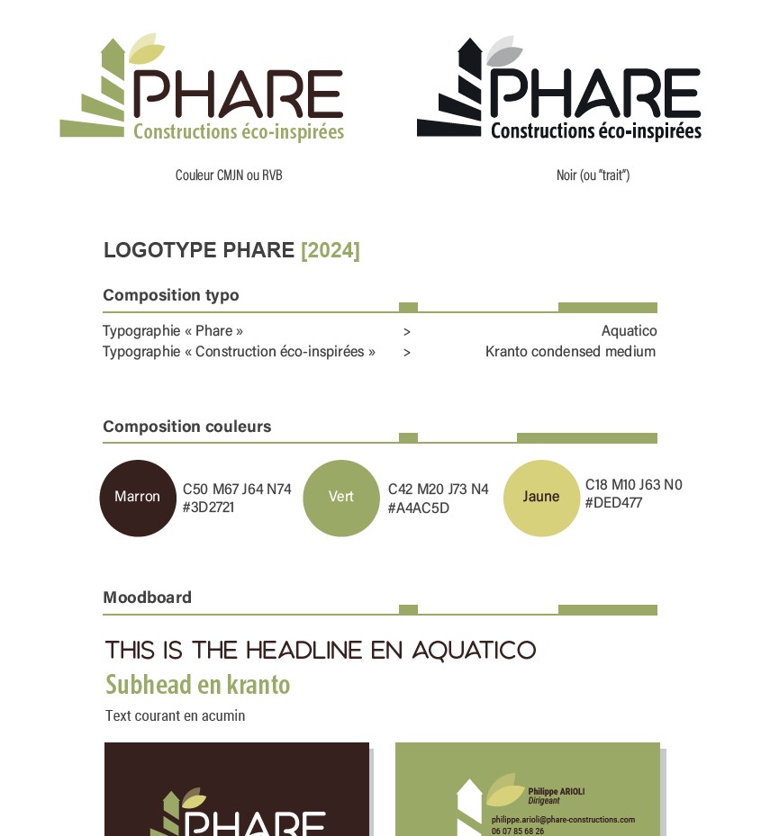 Identité visuelle réalisation Phare Constructions